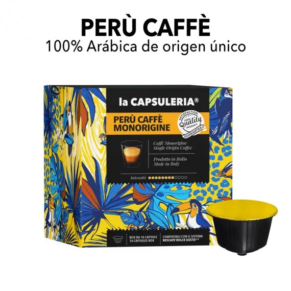 Cápsulas de Perù Caffè (origen único 100% arábica) compatibles con máquinas Nescafè Dolce Gusto
