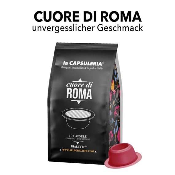 Bialetti-kompatible, kompostierbare Kapseln - Caffè Cuore di Roma